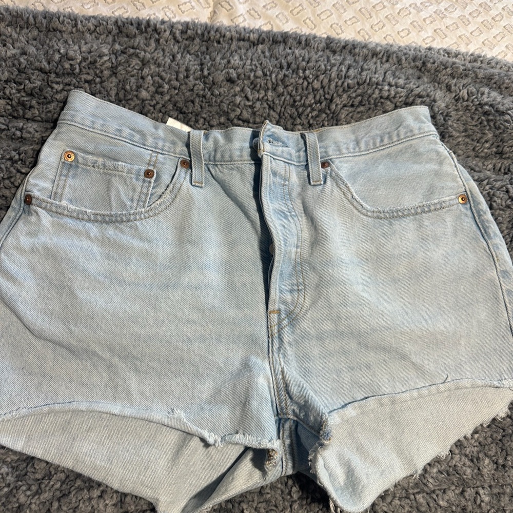 Levi's Light Blue High-Rise Denim Shorts